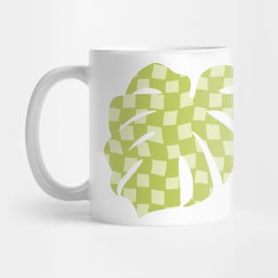 Checker Board Monstera Leaf - lime green and pistachio Mug